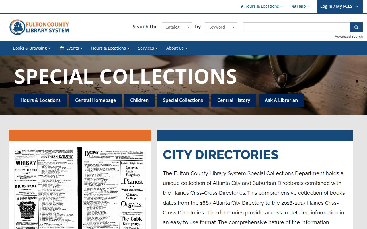 Fulton Special Collections city and Haines criss-cross directory holdings for Roswell research