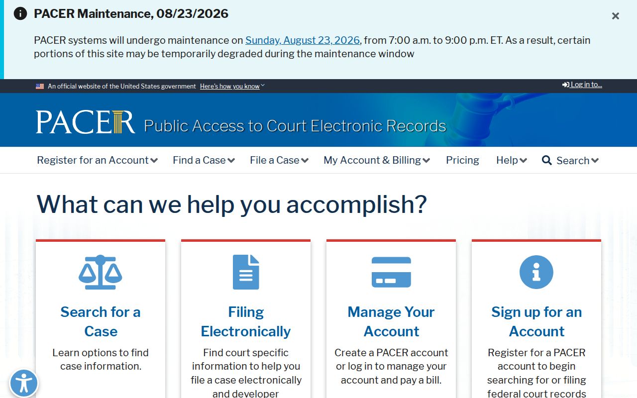 Roswell previous residents federal PACER court records access