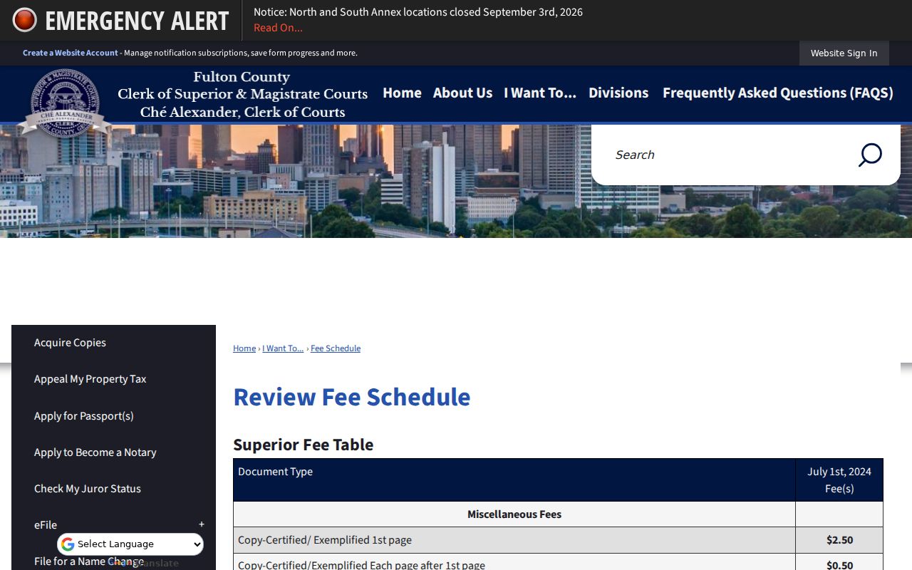Roswell previous residents Fulton Clerk copy fee schedule